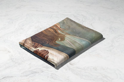 Dreamlike Woman with Flowing Hair Blanket
