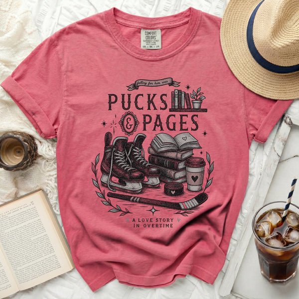 Pucks & Pages Love Story Tee in Crunchberry