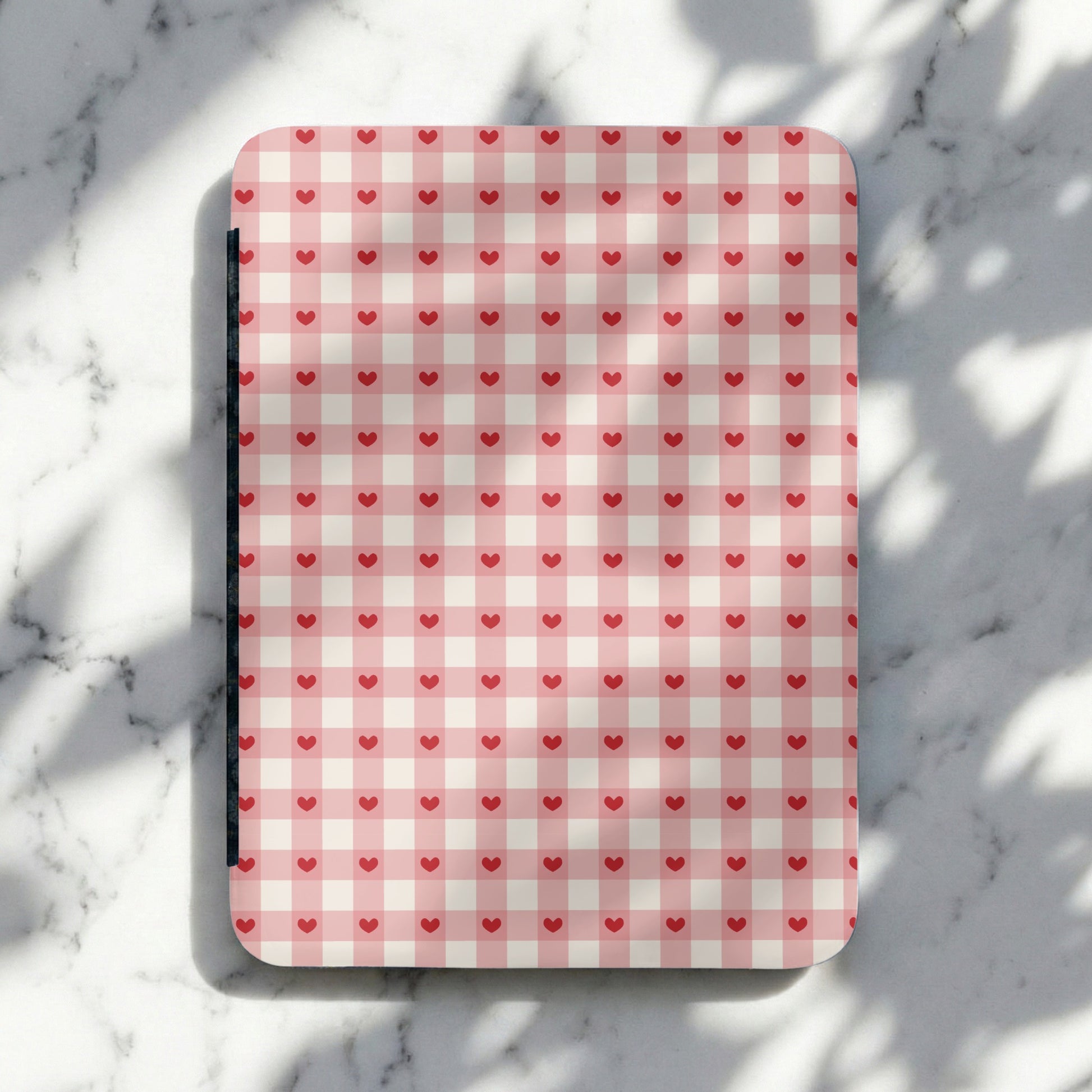 Cute Red Heart Checkered Pattern Design Mouse Pad