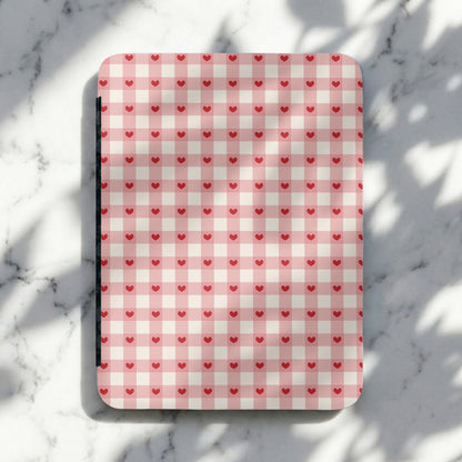 Cute Red Heart Checkered Pattern Design Mouse Pad