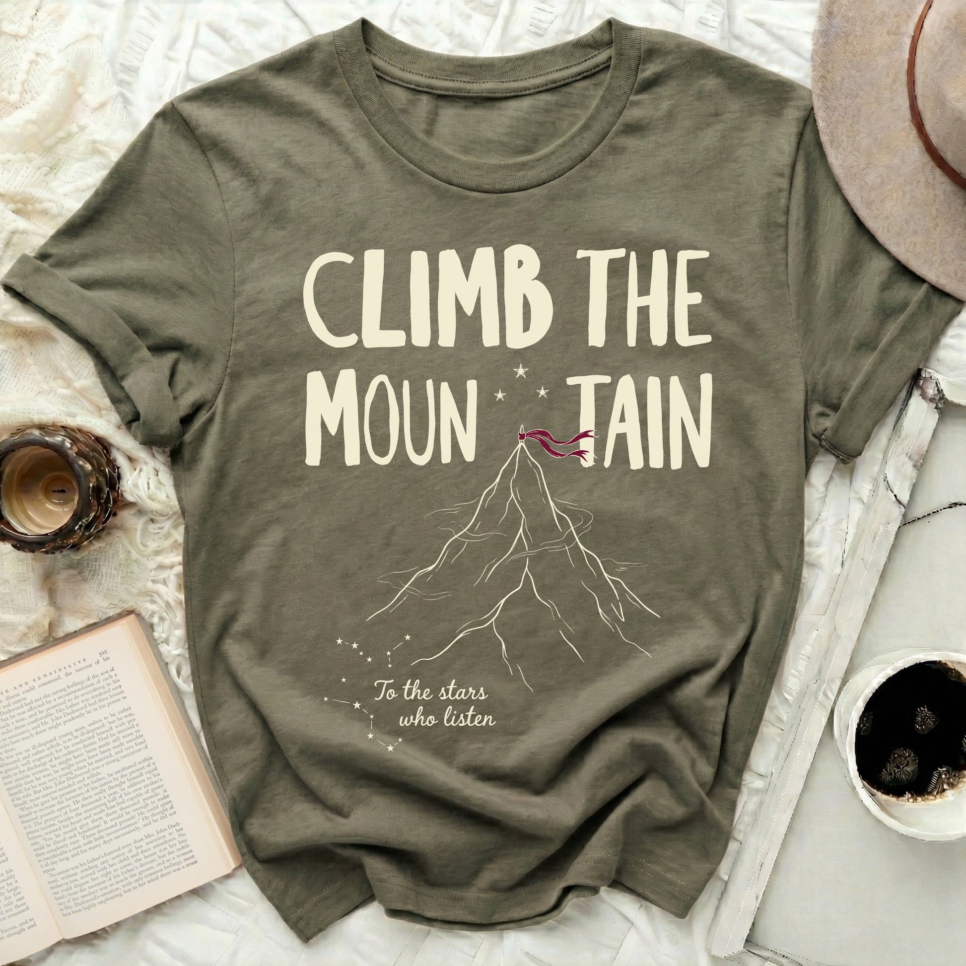Climb The Mountain Stars Who Listen Outdoor Inspire product type
Climb Mountain
Stars Who Listen
Mountain Design
Celestial Stars
Outdoor Adventure
Inspirational Quote
Nature Lover
Graphic Tee
Casual Apparel
TShirt
Unique Shirt
Unisex Top
Adventure Tee
Forest Green
Motivational Wear
Boho Style
Vintage Look
Indie Fashion
Constellation Art
Sky Gazer