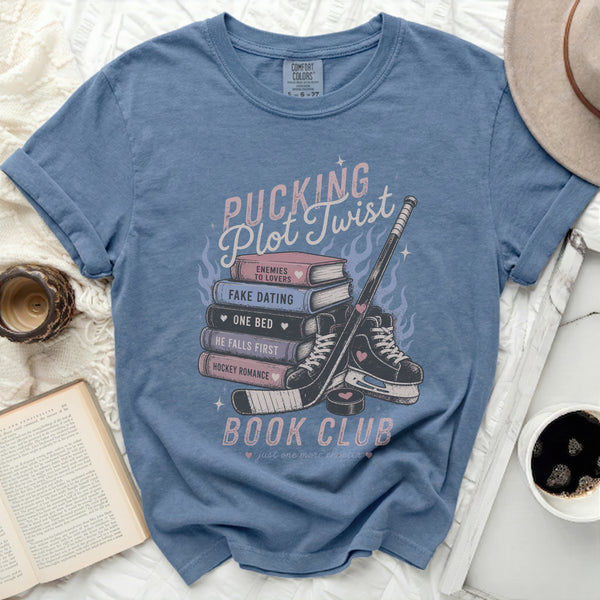 Pucking Plot Twist Book Club Tee in Blue Jean
