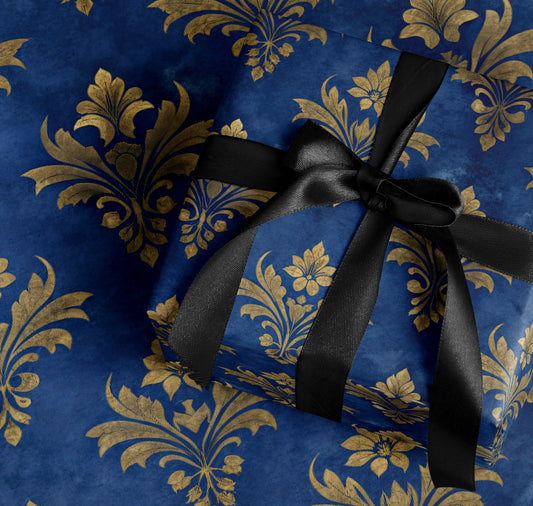 Luxurious Blue and Gold Decorative Paper Product