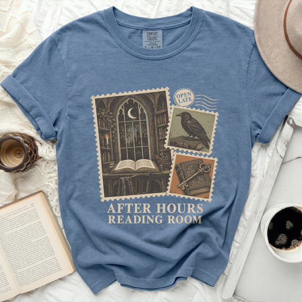After Hours Reading Tee in Blue Jean