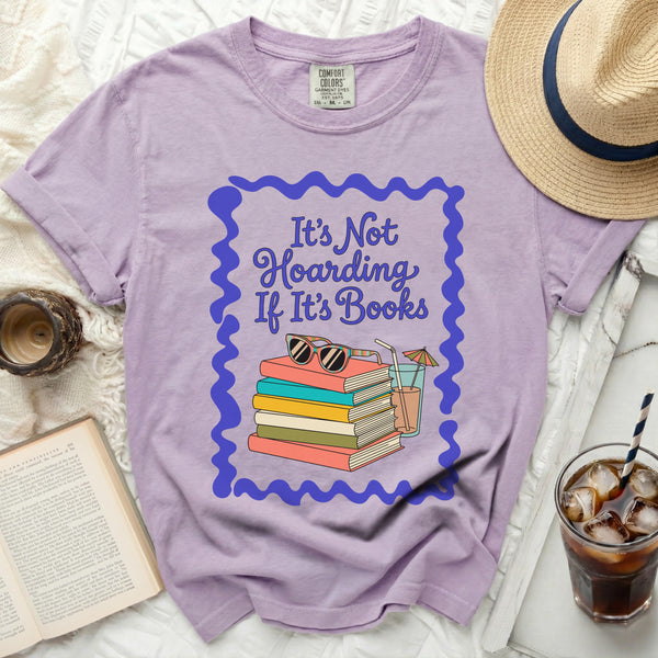 It's Not Hoarding If It's Books Reading Day Tee in Orchid