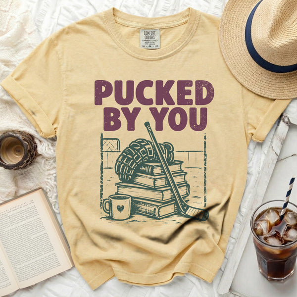 Pucked By You Hockey Scholar Tee in Butter