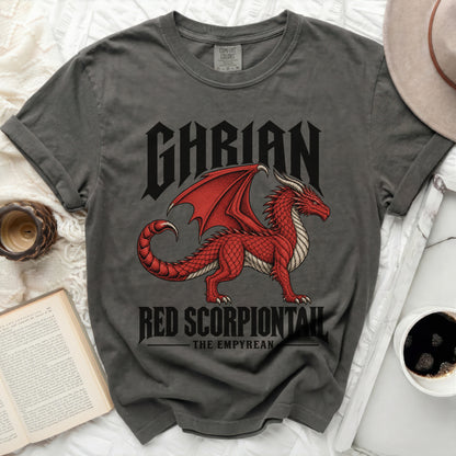 Comfort Colors t-shirt with GHARIAN and Red Scorpiontail graphic.