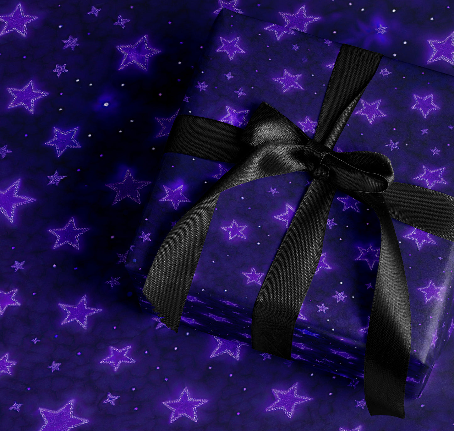 Black Star Patterned Wrapping Paper for Gifts