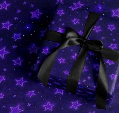 Black Star Patterned Wrapping Paper for Gifts