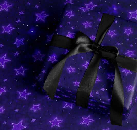 Black Star Patterned Wrapping Paper for Gifts