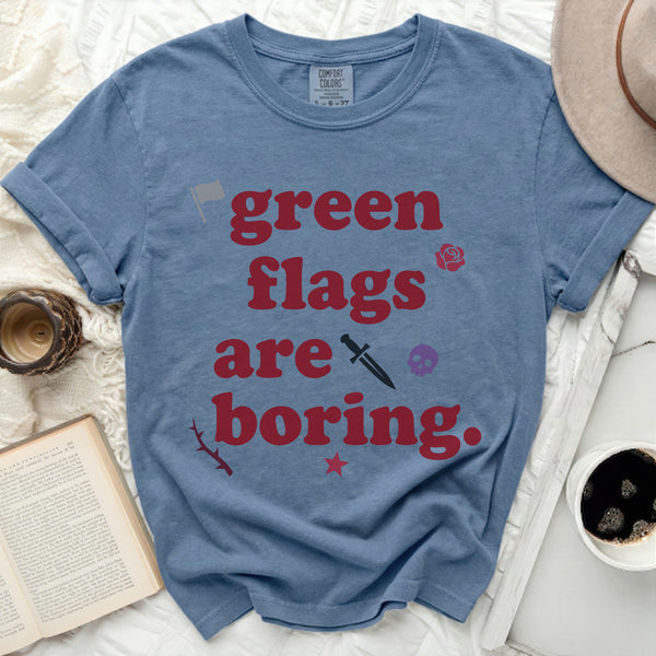 Green Flags Are Boring Tee in Blue Jean