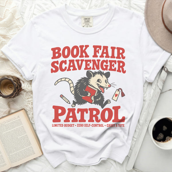 Book Fair Scavenger Tee in White