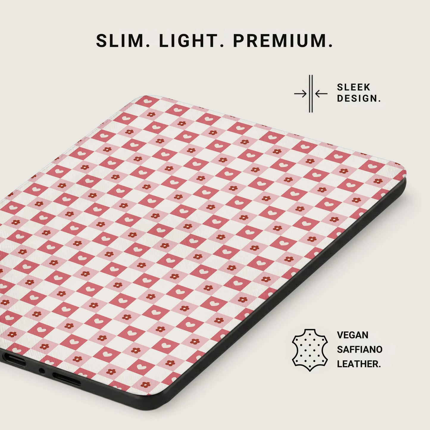 Red and White Checkered Patterned Tablet Case