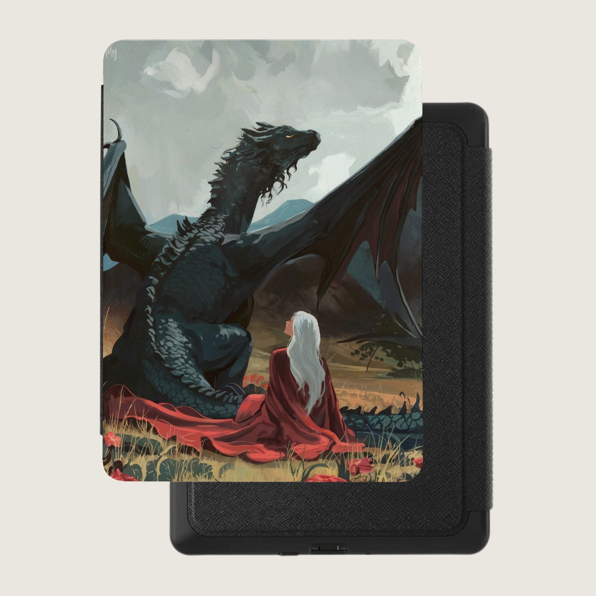 Majestic Black Dragon White Haired Woman Field product type