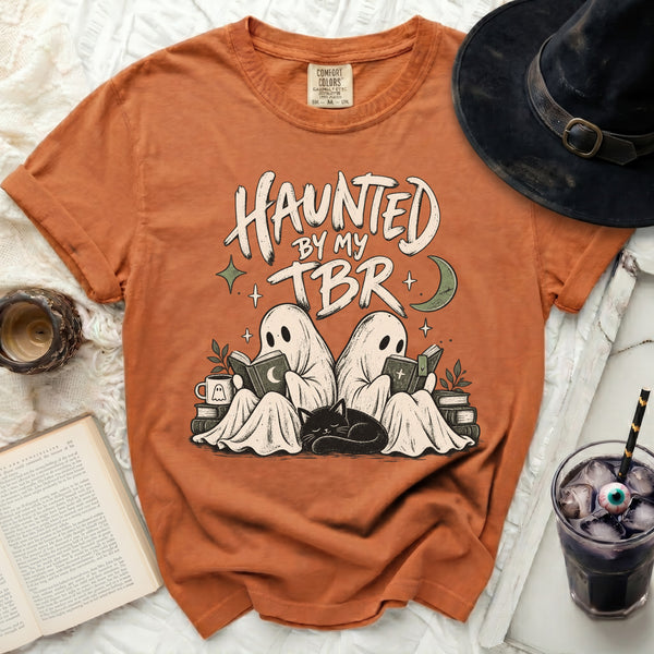 Haunted TBR Book Tee in Yam