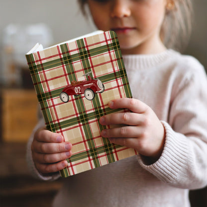 Retro Red Car Plaid Pattern Hardcover Notebook