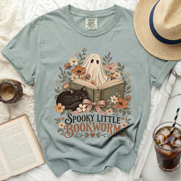 Spooky Little Bookworm Tee in Bay
