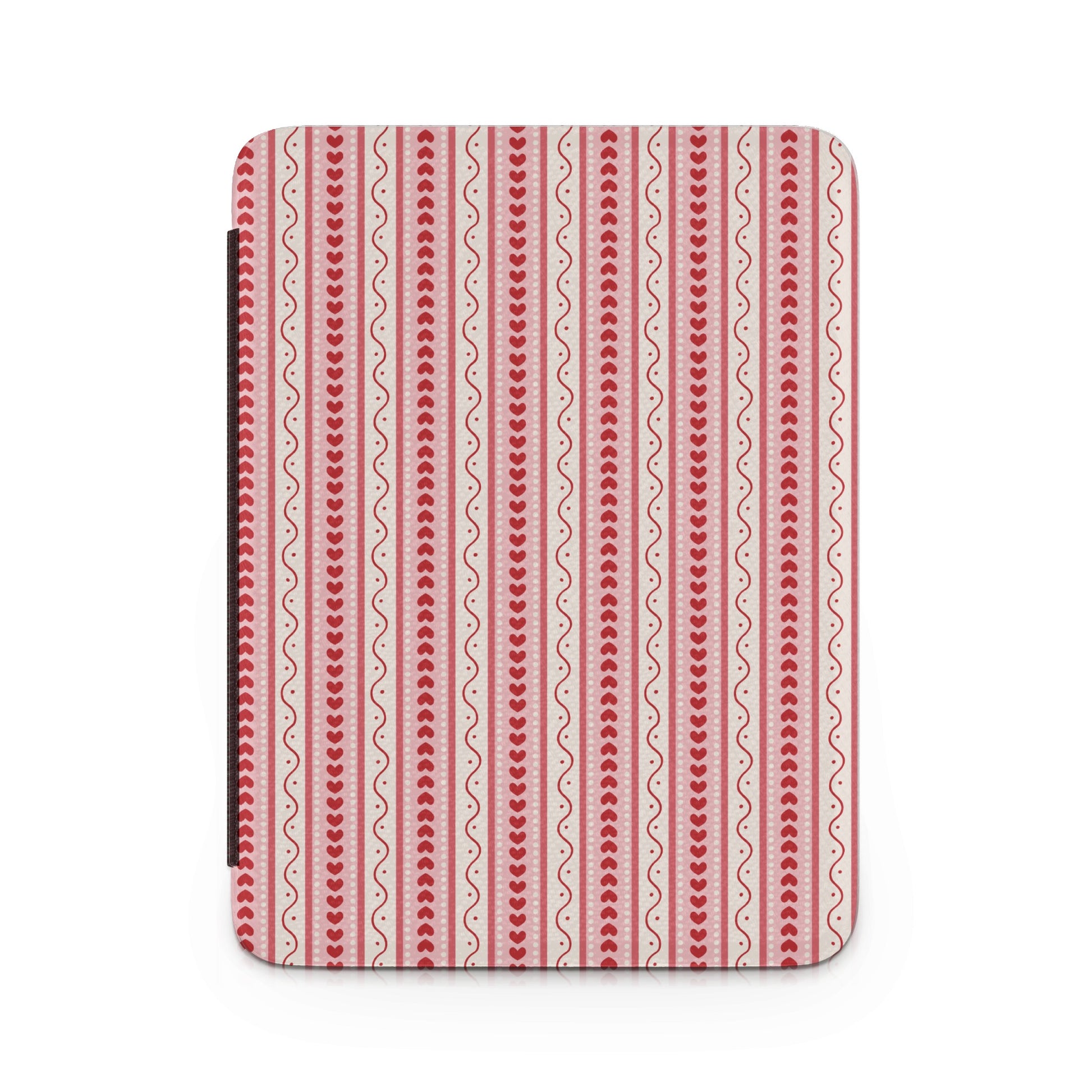 Red Heart Stripes Pattern on White Tablet Cover
