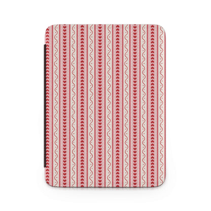 Red Heart Stripes Pattern on White Tablet Cover