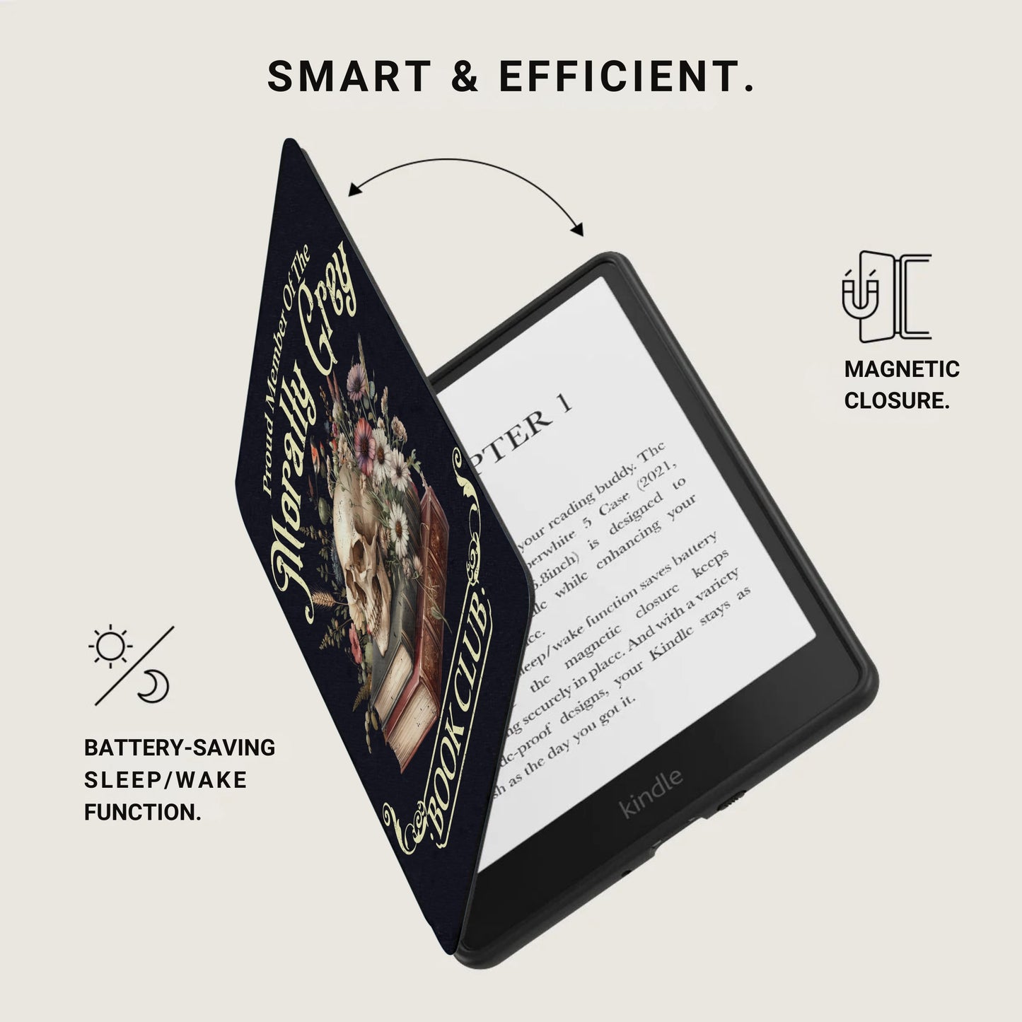 Book Club Skull Kindle Paperwhite Case Magnetic Auto Sleep product type