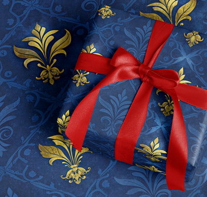 Luxurious blue and gold wrapping paper product