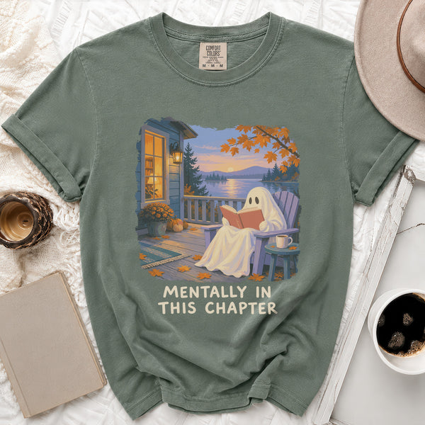 Cozy Chapter Ghost Tee in Moss