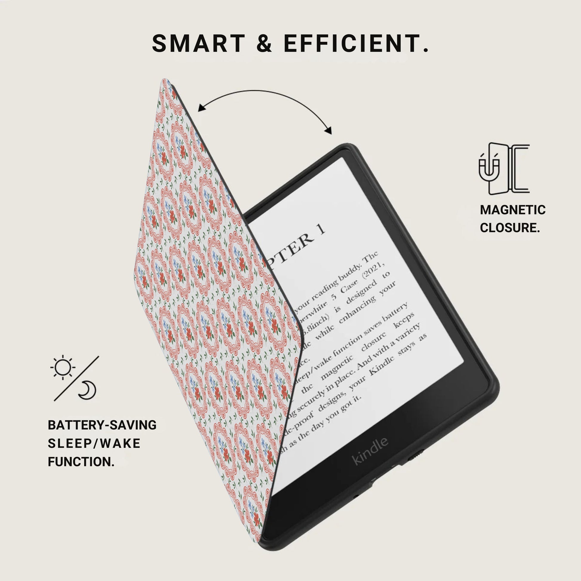 Smart and Efficient Kindle Case with Magnetic Closure