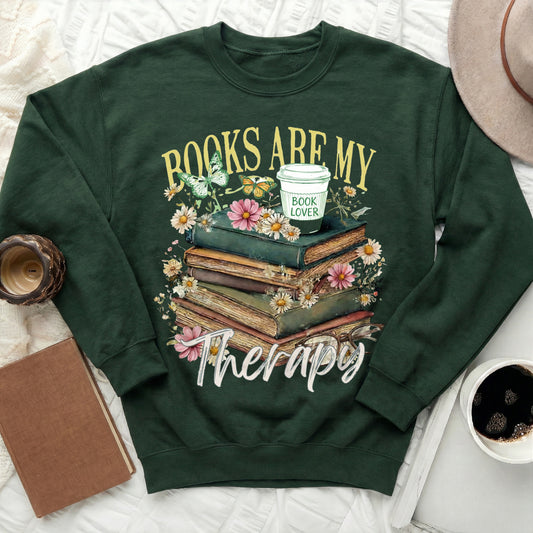 Books Are My Therapy Book Lover Sweatshirt