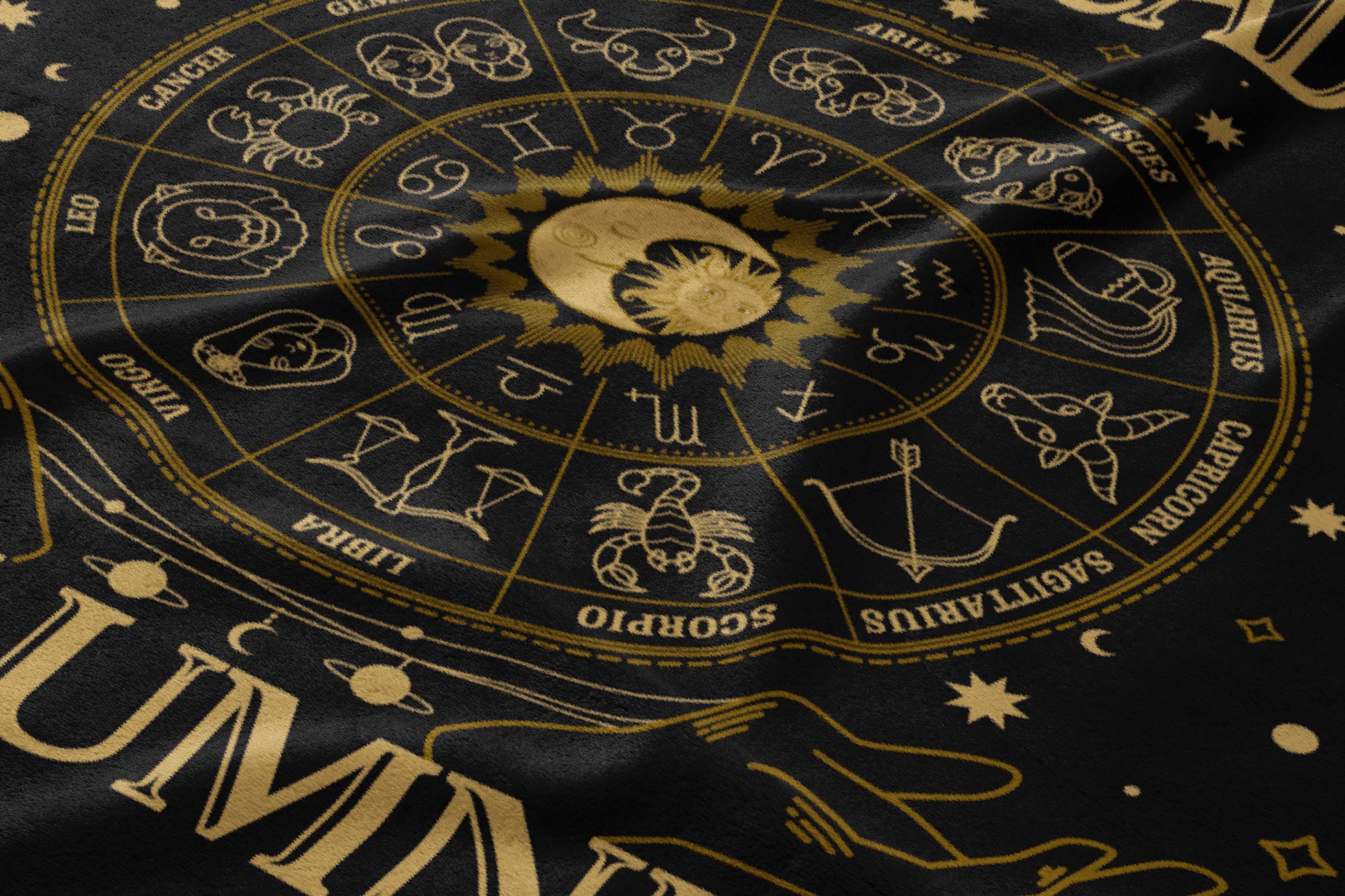 Zodiac Sign Horoscope Astrology Black Blanket