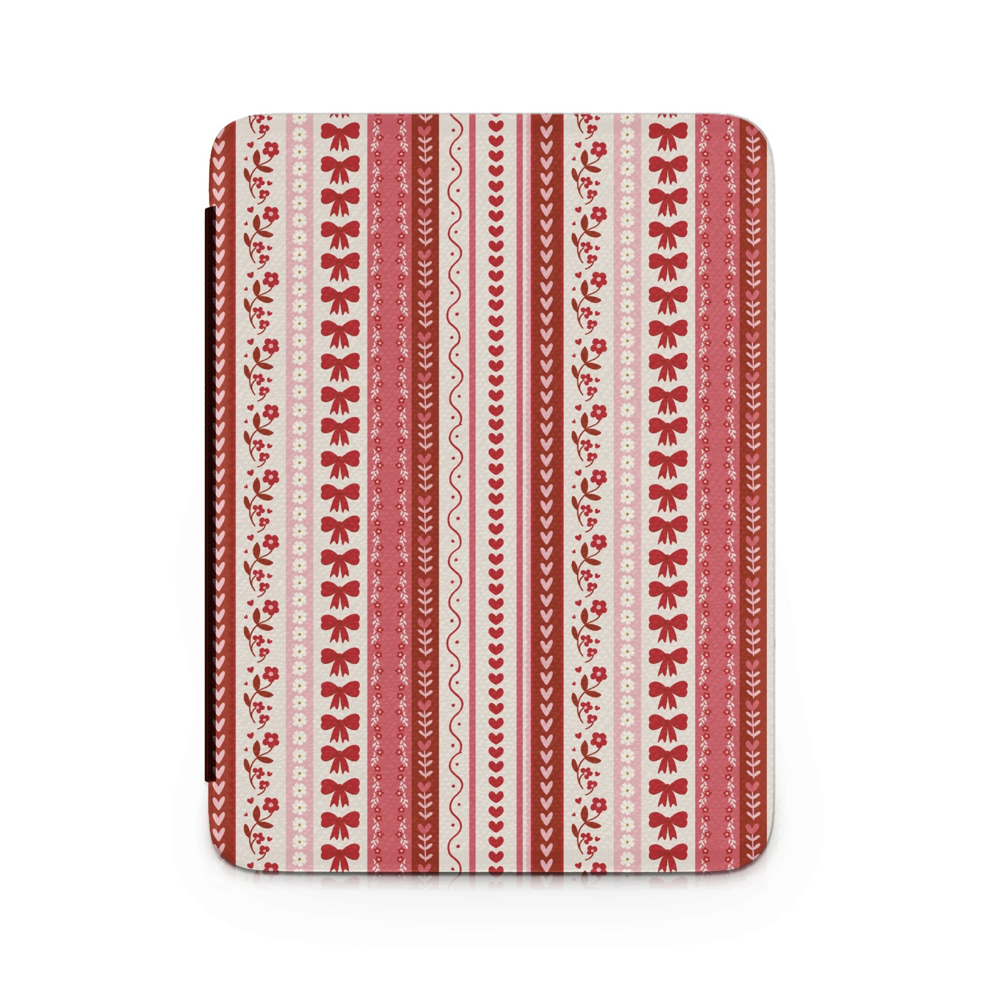 Festive Red Floral Striped Pattern Decorative Case