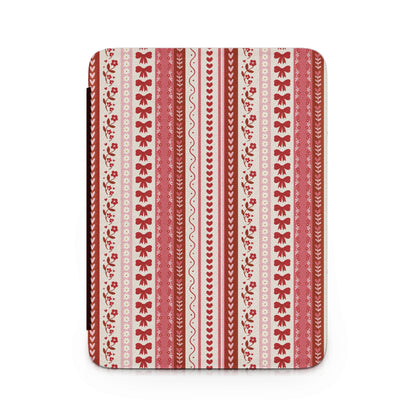 Festive Red Floral Striped Pattern Decorative Case