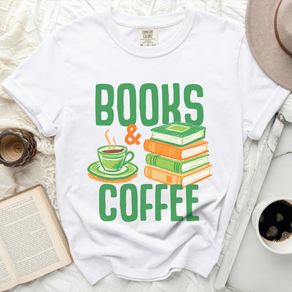 Books & Coffee Love Tee in White