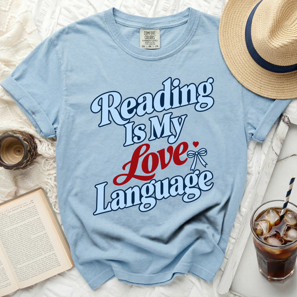 Reading Love Language Tee in Chambray