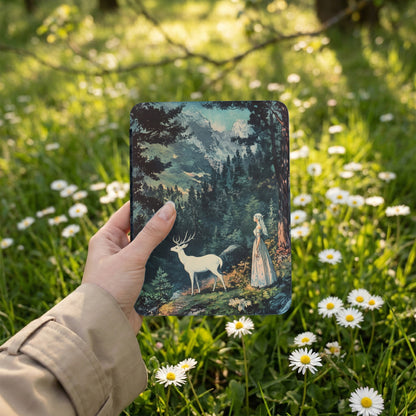 Mystical Forest White Deer Woman Fantasy Art product type
