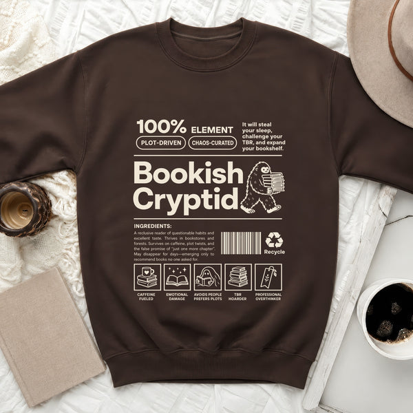 Bookish Cryptid Plot Driven Sweatshirt in Dark Chocolate