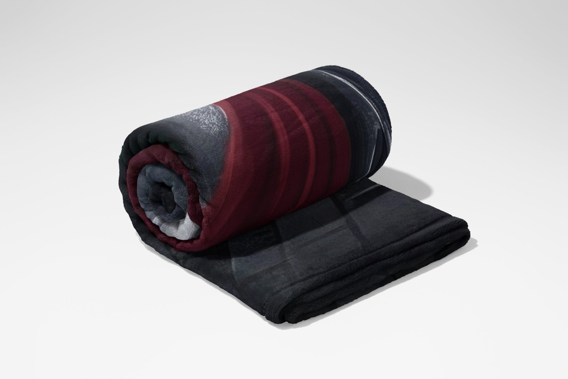 Cozy Rolled Up Black and Red Plaid Blanket 나