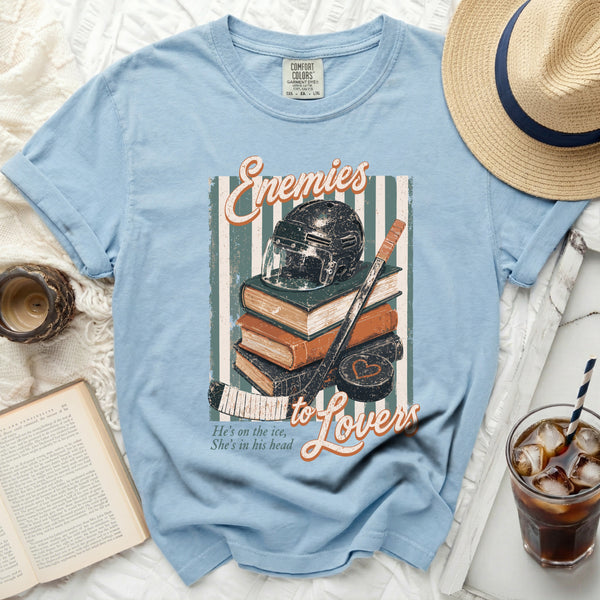 Vintage Enemies to Lovers Hockey Tee in Chambray