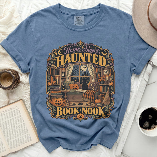 Haunted Book Nook Tee in Blue Jean