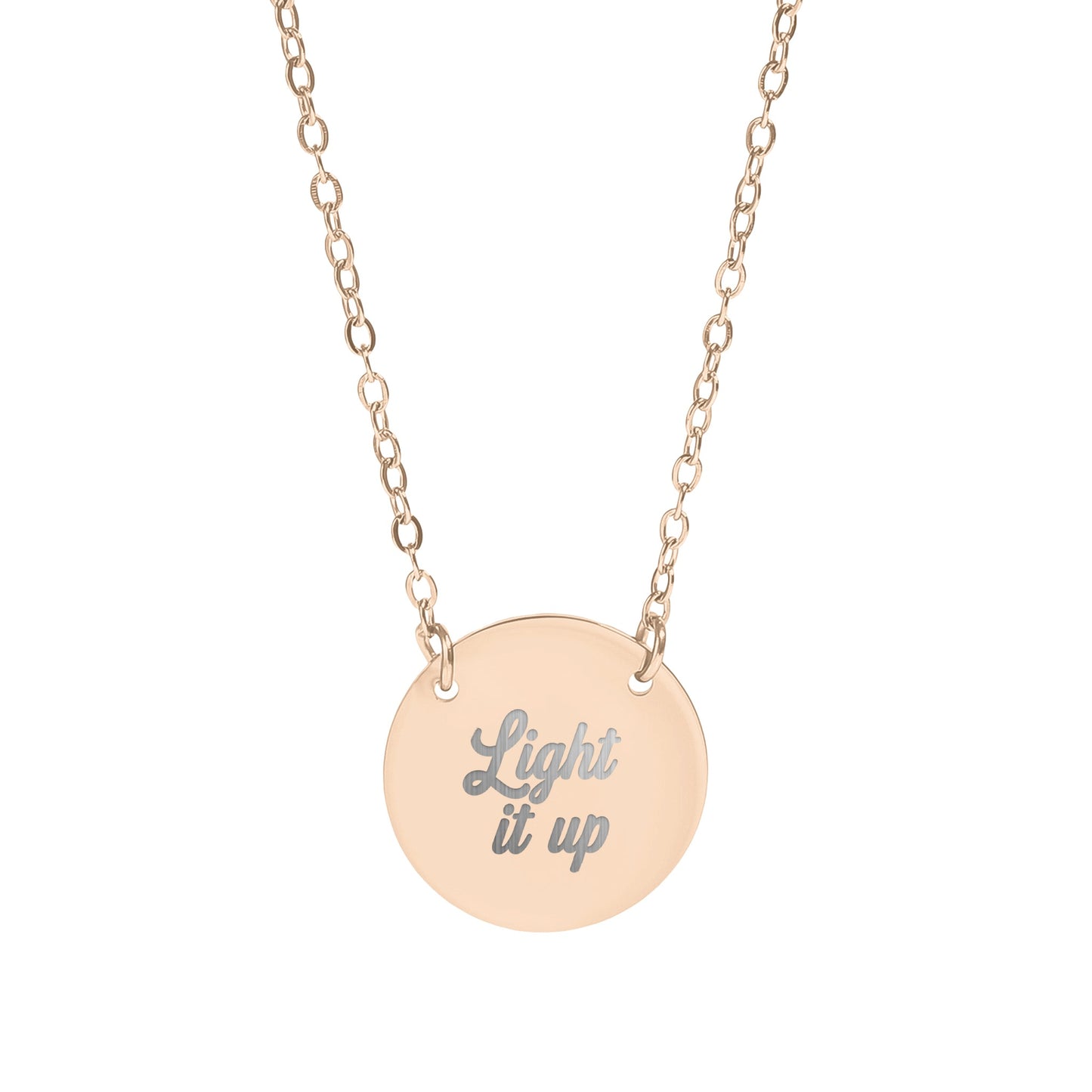 Light it up inscribed round pendant necklace product