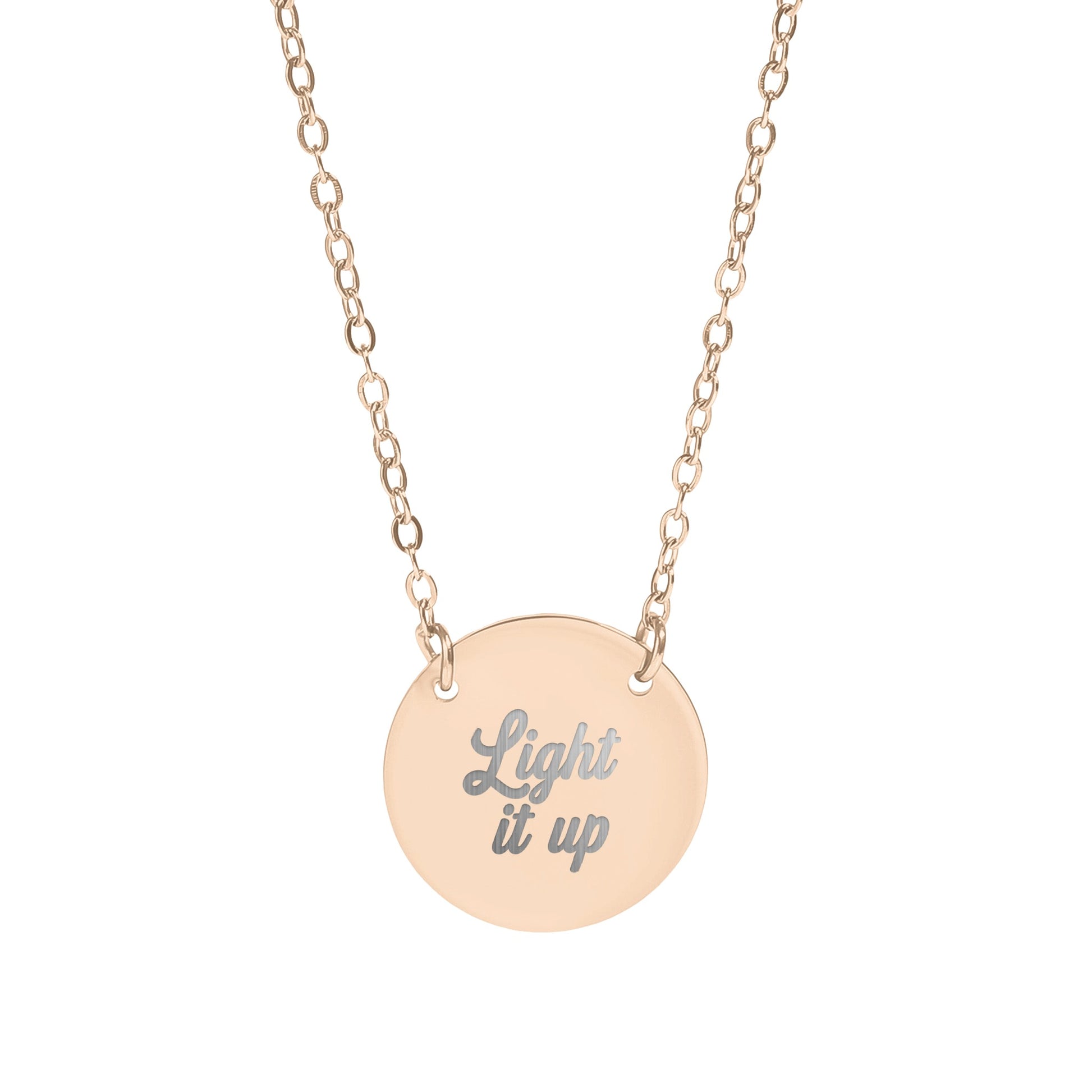 Light it up inscribed round pendant necklace product