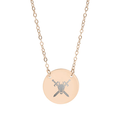 Skull with Crossed Swords Engraved Pendant Necklace