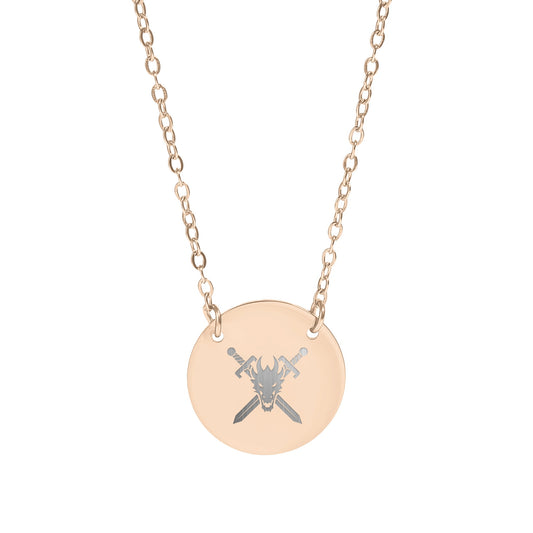 Skull with Crossed Swords Engraved Pendant Necklace
