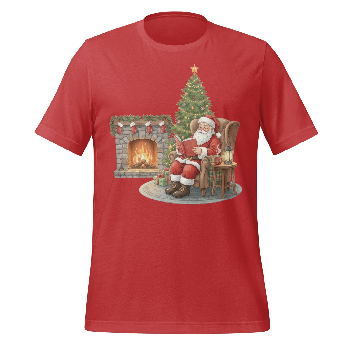 Cozy Christmas Scene Santa T-Shirt Holiday Style