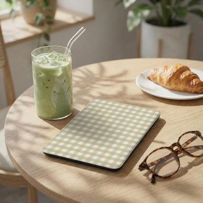 Beige Gingham Pattern Tablet Cover Ideal for Daily Use