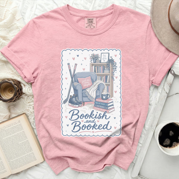 Bookish & Booked Hockey Reader Tee in Blossom