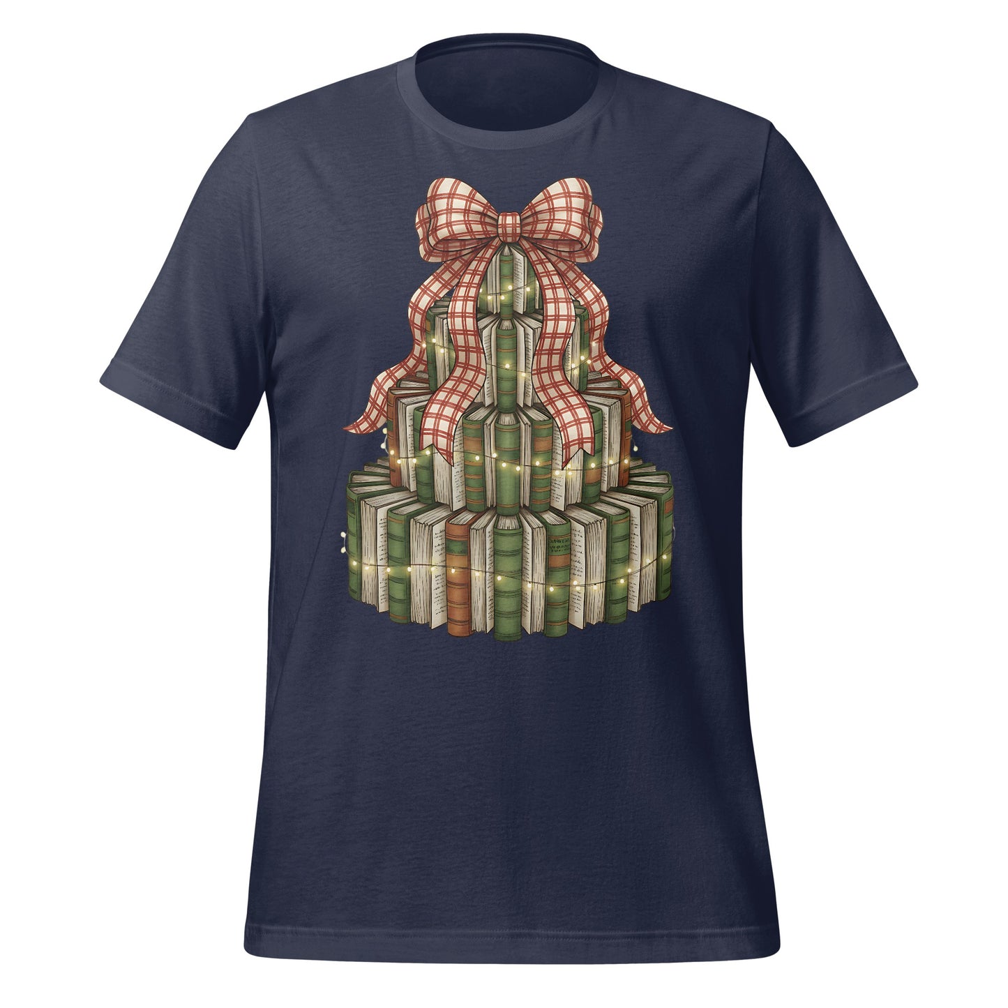 Stack of Books with Plaid Bow Graphic T-Shirt