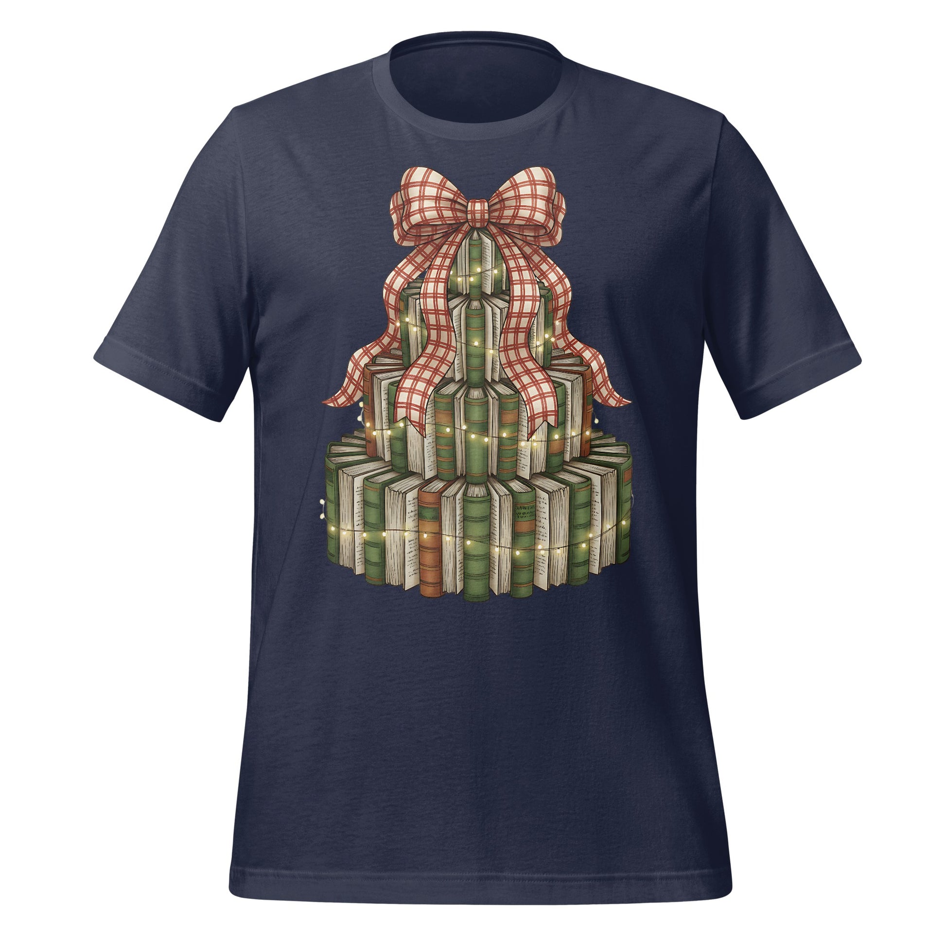 Stack of Books with Plaid Bow Graphic T-Shirt