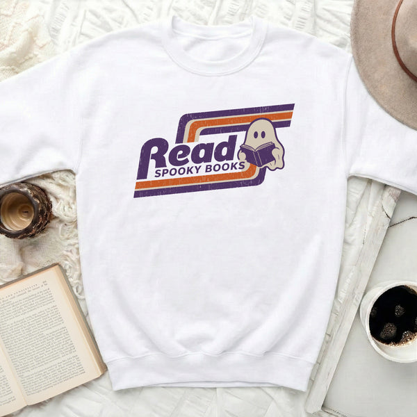 Spooky Reader Ghost Sweatshirt in White