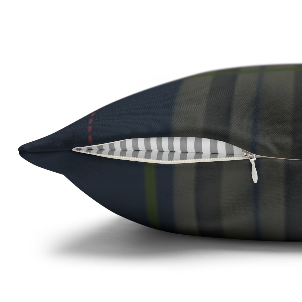 Striped Navy Blue Pillow with Hidden Zipper Design