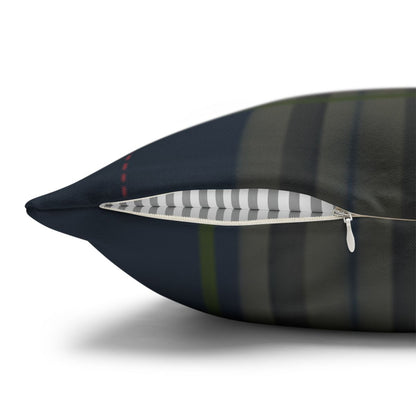 Striped Navy Blue Pillow with Hidden Zipper Design